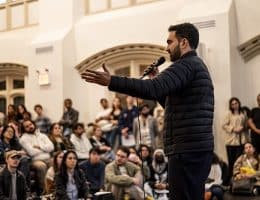 Zohran Mamdani Speaking at a DSA 101 Meeting at the Church of the Village in NYC on November 11, 2024. (Photo: Wikimedia/Bingjiefu He)