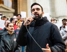 Zohran Mamdani at the Resist Fascism Rally in New York City's Bryant Park on October 27, 2024. (Photo: Bingjiefu He, licensed under CC BY-SA 4.0)