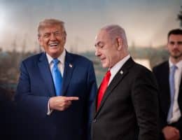 President Donald Trump and Israeli Prime Minister Benjamin Netanyahu speak in the Diplomatic Reception Room before a dinner, Monday, July 7, 2025, at the White House. (Official White House Photo by Daniel Torok)