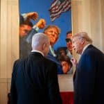 President Donald Trump and Israeli Prime Minister Benjamin Netanyahu speak before a dinner in the Blue Room, Monday, July 7, 2025, at the White House. (Official White House Photo by Daniel Torok)