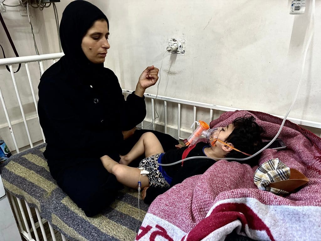 Palestinian children suffering from malnutrition receive medical care at Nasser Hospital, May 5, 2025. (Photo: Doaa el-Baz /APA Images)