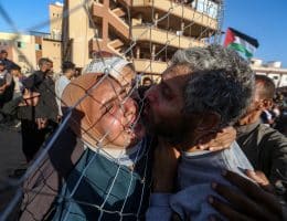 Palestinians released by Israel under the first phase of the ceasefire agreement arrive at Nasser Hospital in Khan Younis for medical check-ups, October 13, 2025. (Photo: Omar Ashtawy/APA Images)