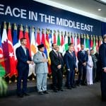 President Donald Trump is introduced by Egyptian President Abdel Fattah el-Sisi before delivering remarks at the Tonino Lamborghini International Convention Center in Sharm El Sheikh, Egypt, Monday, October 13, 2025, during a summit of world leaders on ending the war between Israel and Hamas in Gaza. (Official White House Photo by Daniel Torok)