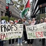 Professors from McGill and Concordia, October 7, 2025 supporting the student strike for divestment and against genocide.