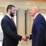 Syrian President, Ahmad al-Sharaa, meets with U.S. Special Envoy to Syria Thomas Barrack and his accompanying delegation at the People's Palace in Damascus, Syria, on July 9, 2025. (Photo: Syrian Arab News Agency "SANA"/APA Images)