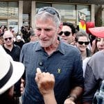 Yair Golan, Chairman of the Democrats Party, is welcomed by a crowd celebrating the ceasefire deal in Gaza, on October 9, 2025. (Photo: Lizzy Shaanan Pikiwiki Israel)