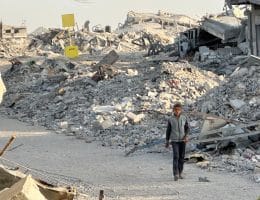 Israeli bulldozers and military vehicles have placed yellow-painted concrete blocks along what is known as the "yellow line" inside the Gaza Strip, marking a field boundary in areas from which Israeli forces withdrew on October 10 under the current ceasefire agreement, in Khan Younis on October 22, 2025. (Photo: Tamer Ibrahim/APA Images)
