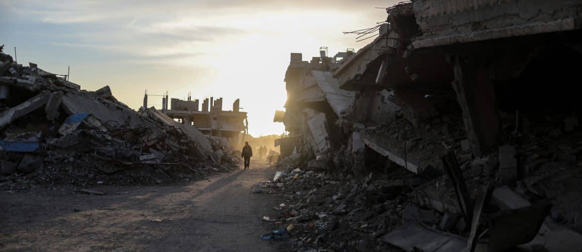 Displaced Palestinians continue their daily lives under difficult conditions inside displacement tents scattered amidst the destruction in the Zeitoun neighborhood, southeast of Gaza City, on December 9, 2025. (Photo: Omar Ashtawy/APA Images)