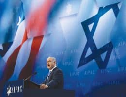 Benjamin Netanyahu speaks at the AIPAC Policy Conference in Washington in 2018. (Photo: HAIM ZACH/GPO)