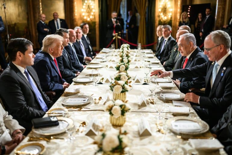 President Donald Trump hosts a bilateral meeting with Israeli Prime Minister Benjamin Netanyahu, Monday, December 29, 2025, at the Mar-a-Lago Club in Palm Beach, Florida. (Official White House Photo by Daniel Torok)