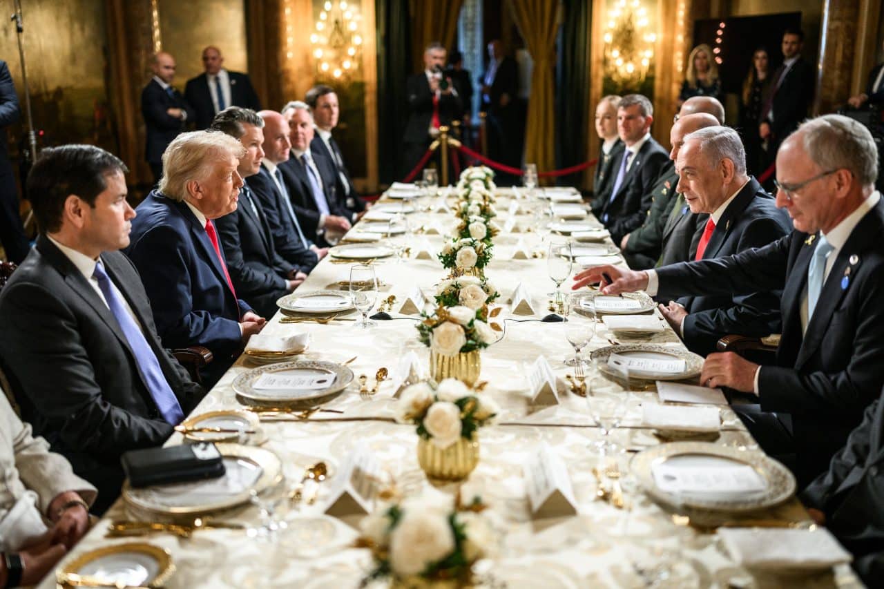 President Donald Trump hosts a bilateral meeting with Israeli Prime Minister Benjamin Netanyahu, Monday, December 29, 2025, at the Mar-a-Lago Club in Palm Beach, Florida. (Official White House Photo by Daniel Torok)