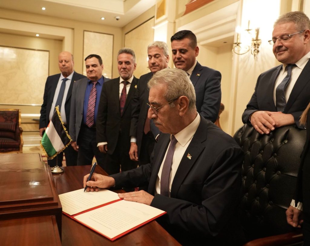 Ali Shaath, head of the new National Committee for the Administration of Gaza, or the so-called "technocratic committee," meets with committee members during its inaugural meeting in Cairo, Egypt, January 18, 2026. (Photo: Middle East News Agency/APA Images)