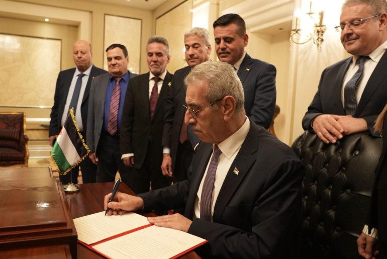 Ali Shaath, head of the new National Committee for the Administration of Gaza, or the so-called "technocratic committee," meets with committee members during its inaugural meeting in Cairo, Egypt, January 18, 2026. (Photo: Middle East News Agency/APA Images)