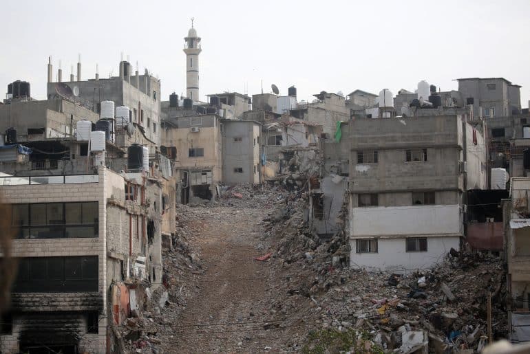 Israeli army forces conduct a military operation inside the Nur Shams refugee camp in the West Bank city of Tulkarem. (Photo: Mohammed Nasser/APA Images)
