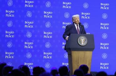 Donald Trump announces the "Board of Peace" on January 22, 2026, at the World Economic Forum in Davos, Switzerland.(Photo: ©2026 World Economic Forum / Benedikt von Loebell)
