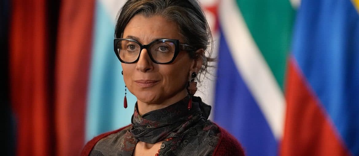 Francesca Albanese in Bogotá, Colombia, July 2025 (Photo: Andrea Puentes - Joel González/ Presidencia de la República de Columbia)