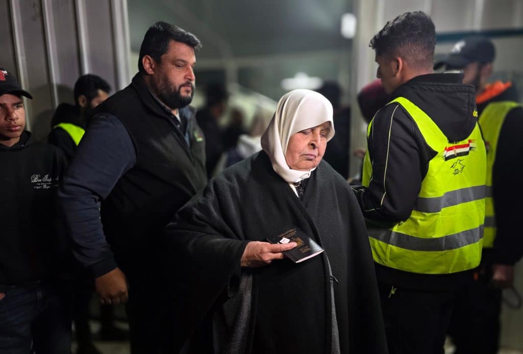 A group of Palestinians arrived at Nasser Hospital in Khan Younis after arriving Gaza through the Rafah border crossing, February 22, 2026. (Photo: Tariq Mohammad/APA Images)