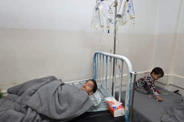 Children with meningitis receive treatment at Nasser Hospital in Khan Younis amid warnings from health authorities of a worrying outbreak of the disease in displacement tents due to severe overcrowding and poor sanitation, January 30, 2026. (Photo: Tariq Mohammad/APA Images)