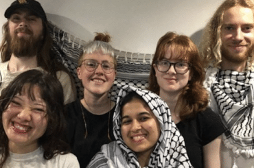 Palestine Action activists Jordan Devlin, Charlotte Head, Zoe Rogers, Samuel Corner, Leona Kamio and Fatema Zainab Rajwani/ August 2024. (Filton 24 Defence Committee)