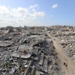 Scenes showing the widespread destruction of buildings and infrastructure caused by Israeli attacks during the Gaza genocide in Beit Lahia in the northern Gaza Strip. February 22, 2026. (Photo: Omar Ashtawy/APA Images)