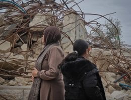 “Every hammer from the bulldozer was like a hammer to my heart,” says Najla Hamdia as she stares at the rubble of her home, demolished by Israeli military authorities in March 2026. (Photo: Qassam Muaddi/Mondoweiss)