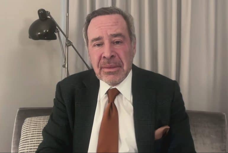 David Frum being interviewed on the CBC in October 2025. (Screenshot: CBC)