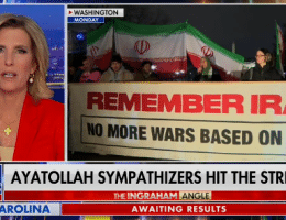 Fox News coverage of opposition to the U.S.-Israeli war on Iran, on March 3, 2026. (Screenshot: Fox News)
