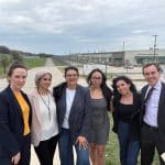 U.S. Congressional representative Rashida Tlaib (center) outside the Prarieland Detention Center in Texas with Leqaa Kordia's team.