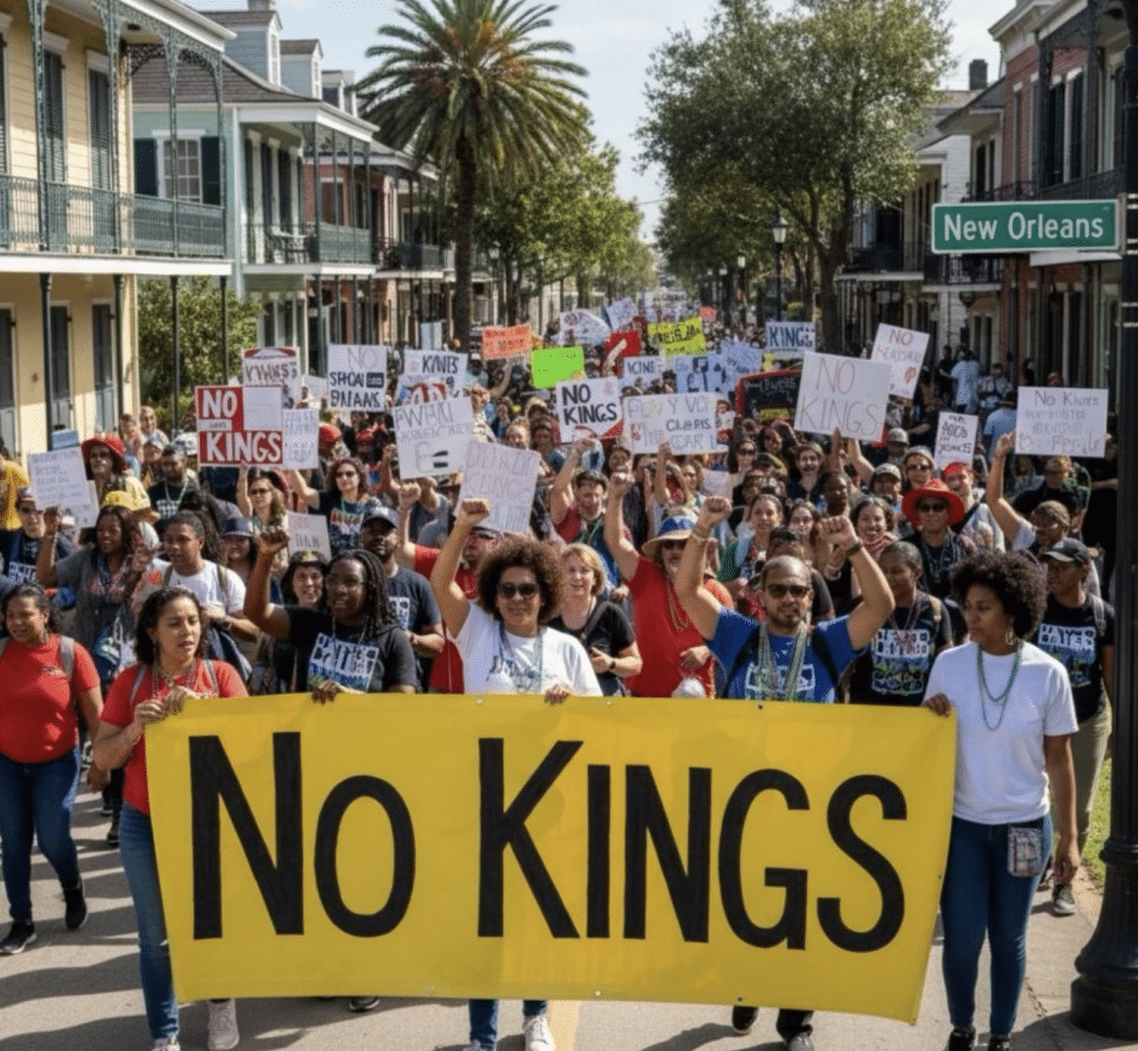 ‘No Kings’ protest refusal to address the war on Iran reflects the failure of the U.S. antiwar movement No Kings protest New Orleans (Indivisible social media)