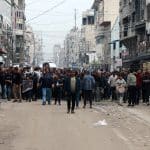 Palestinians protesting the Knesset's passing of the death penalty law exclusively for Palestinians, Gaza City on April 1, 2026. (Photo: Hashem Zimmo/APA Images)