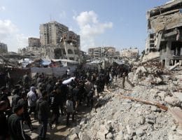 Palestinians bid farewell to two citizens killed in Israeli airstrikes in Gaza City, on April 6, 2026. (Photo: Bilal Osama/APA Images)