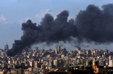 Smoke billows from Beirut's southern Dahiya suburb following Israeli airstrikes across Lebanon as a two-week ceasefire is announced in the U.S.-Israeli war on Iran, April 8, 2026. (Photo: © Marwan Naamani/dpa via ZUMA Press/APA Images)