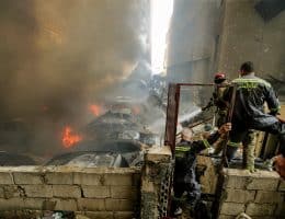 Israeli airstrikes across Beirut following the announcement of a two-week ceasefire in the U.S.-Israeli war on Iran, April 8, 2026. (Photo: © Marwan Naamani/dpa via ZUMA Press/APA Images)