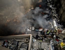 Israeli airstrikes across Beirut following the announcement of a two-week ceasefire in the U.S.-Israeli war on Iran, April 8, 2026. (Photo: © Marwan Naamani/dpa via ZUMA Press/APA Images)
