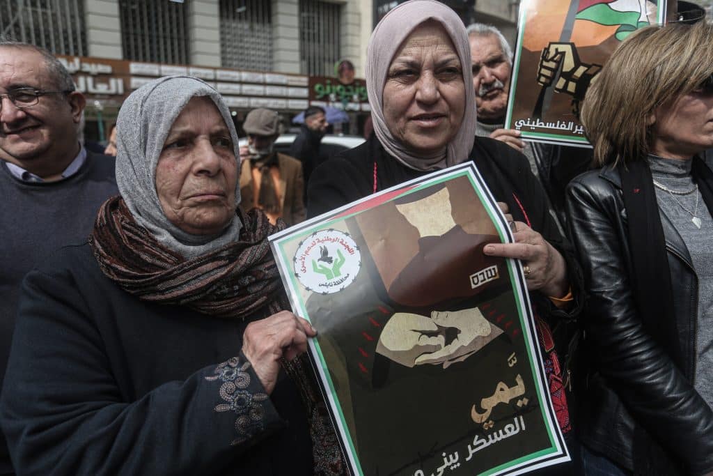 Palestinian women take part in a march demanding the release of female prisoners in Israeli military prisons, Nablus, March 9, 2025. (Photo: Mohammed Nasser/APA Images)