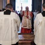 One year ago, on April 13, 2025, the Latin Patriarch of Jerusalem, Pierbattista Pizzaballa, participated in Palm Sunday processions and prayer at the Church of the Holy Sepulcher, but this year he was banned. (Credit Image: © Nir Alon/ZUMA Press Wire APA Images)