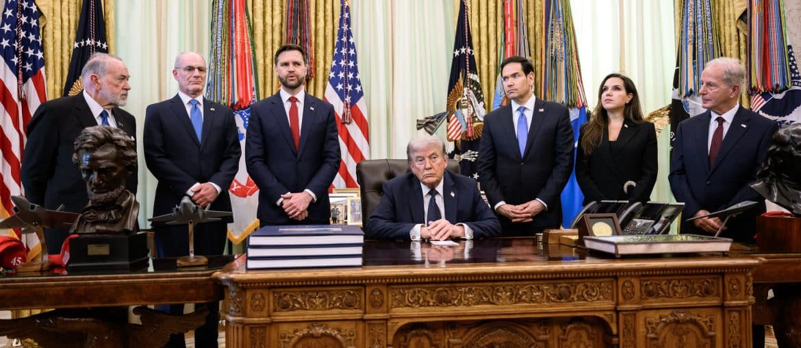President Donald J. Trump meets with Lebanese Ambassador to the U.S. Nada Hamadeh, Israeli Ambassador to the U.S. Jay Michael Leiter, and U.S. Ambassador to Lebanon Michael Issa in the Oval Office, Thursday, April 23, 2026. (Official White House Photo by Joyce N. Boghosian)