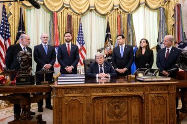 President Donald J. Trump meets with Lebanese Ambassador to the U.S. Nada Hamadeh, Israeli Ambassador to the U.S. Jay Michael Leiter, and U.S. Ambassador to Lebanon Michael Issa in the Oval Office, Thursday, April 23, 2026. (Official White House Photo by Joyce N. Boghosian)