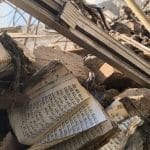 Scene from the the destruction of the Rafi-Nia synagogue in Tehran from an Israeli bombing, on April 7, 2026. (Photo shared via MB Ghalibaf on social media)