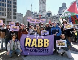 Chris Rabb supporters at a No Kings protest in Philadelphia, on March 28, 2026. (Photo: Instagram/chrisrabb)