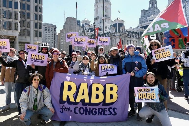 Chris Rabb supporters at a No Kings protest in Philadelphia, on March 28, 2026. (Photo: Instagram/chrisrabb)