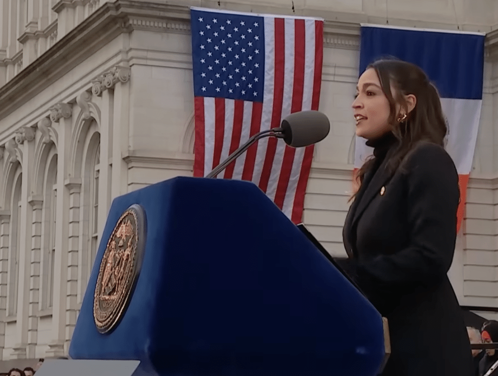 Representative Alexandria Ocasio-Cortez at Zohran Mamdani's inauguration. Jan 2026. (Wikimedia)