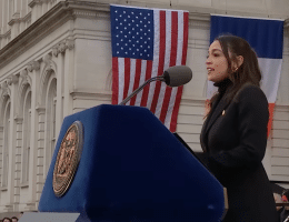 Representative Alexandria Ocasio-Cortez at Zohran Mamdani's inauguration. Jan 2026. (Wikimedia)