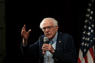 Senator Bernie Sanders (I-VT) speaking at a student Q&A at Stanford University about "Who Controls the Future of AI: The Oligarchs or the People?" on February 20th 2026. (Wikimedia)