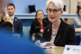 Deputy Secretary of State Wendy R. Sherman meets with speaks with members of the Vietnamese press in Hanoi, Vietnam, on June 13, 2022. [State Department photo/ public domain]