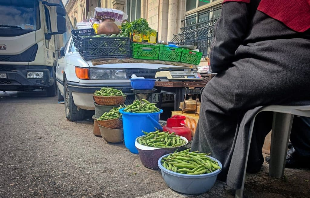 Fava beans sold on the street in Ramallah, April 2026. (Photo: Qassam Muaddi/Mondoweiss)