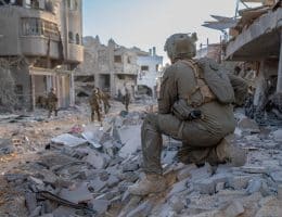 A photo released by the Israeli military on November 12, 2023, shows Israeli troops conducting ground operations in the northern Gaza Strip. (IDF/Handout via Xinhua) (Credit Image: © Chen Junqing/Xinhua via ZUMA Press APAimages)