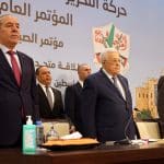 Palestinian Authority President Mahmoud Abbas and PA Vice President Hussein al-Sheikh at Fatah's Eighth General Congress in Ramallah, May 14, 2026. (Photo: Thaer Ganaim/APA Images)