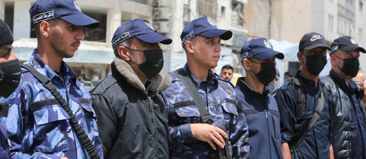 The National Gathering of Palestinian Tribes, Clans, and Families organized a demonstration in Gaza protesting the Israeli army's ongoing targeting of Palestinian police officers, Gaza City, April 19, 2026. (Photo: Anas Nour/APA Images)