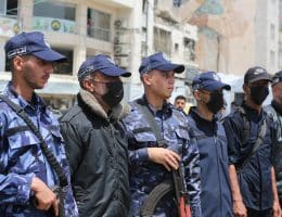 The National Gathering of Palestinian Tribes, Clans, and Families organized a demonstration in Gaza protesting the Israeli army's ongoing targeting of Palestinian police officers, Gaza City, April 19, 2026. (Photo: Anas Nour/APA Images)